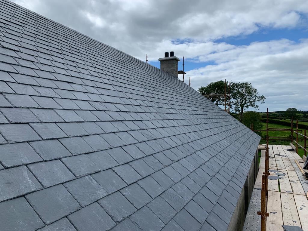 Finished slate roof ridge